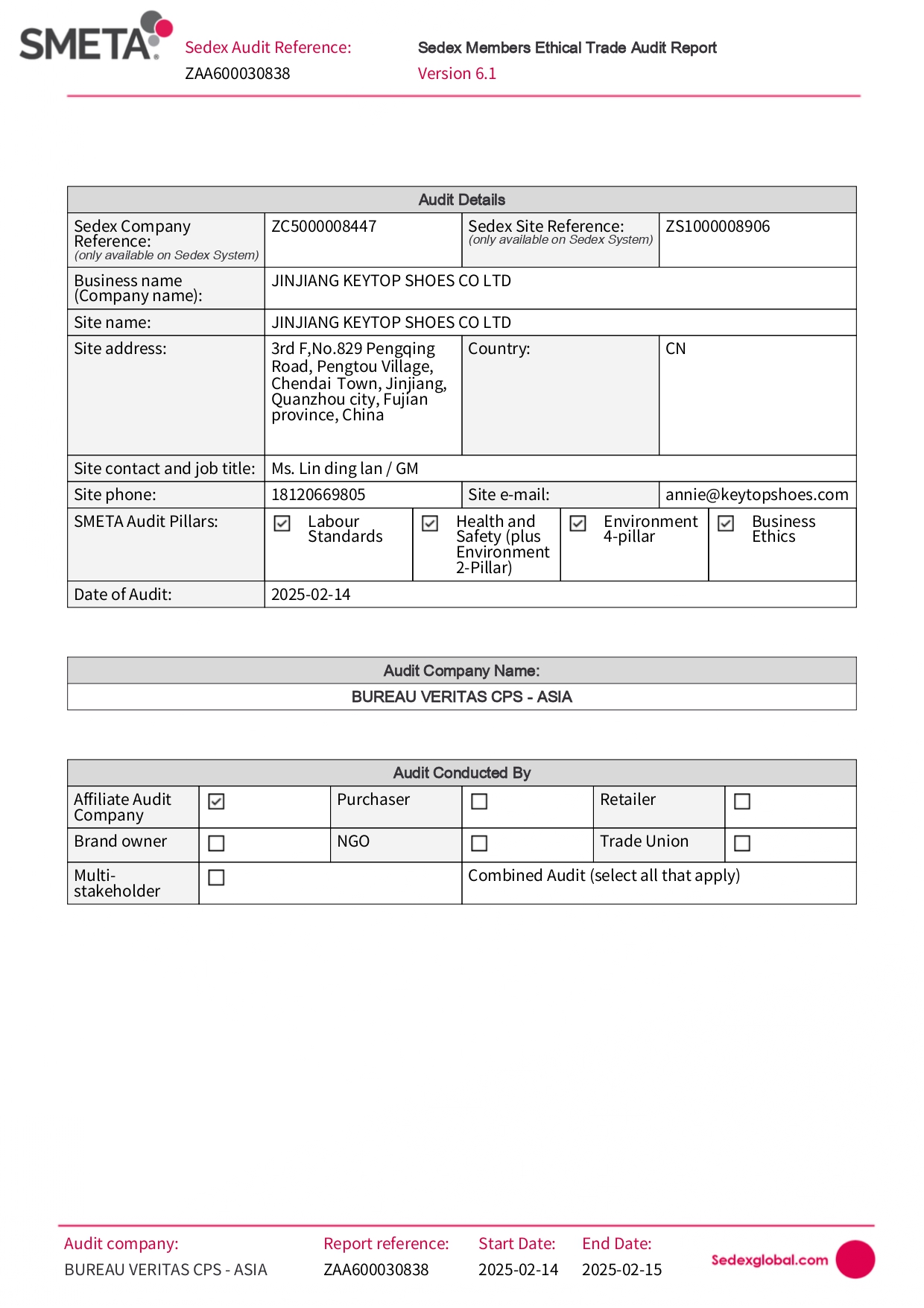 Certificación Sedex